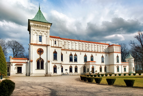 Frontowe zdjęcie zamku Przecław